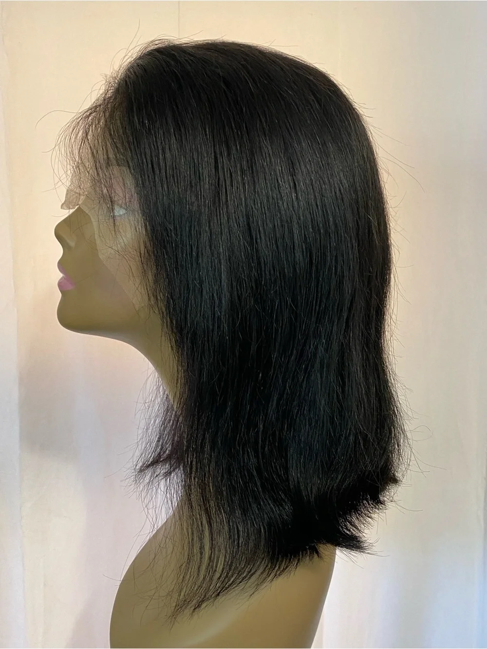 Natural Black 13x6 HD Lace Front Wig Glueless Human Hair 12 Inch  180 Density